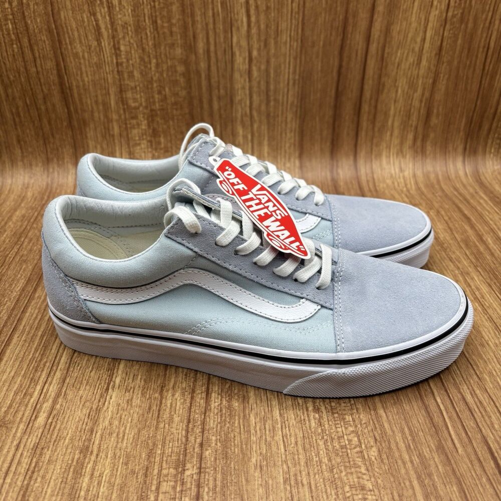 Vans Old Skool Shoes Womens 7.5 Light Blue Canvas Suede Lace Up Sneakers New